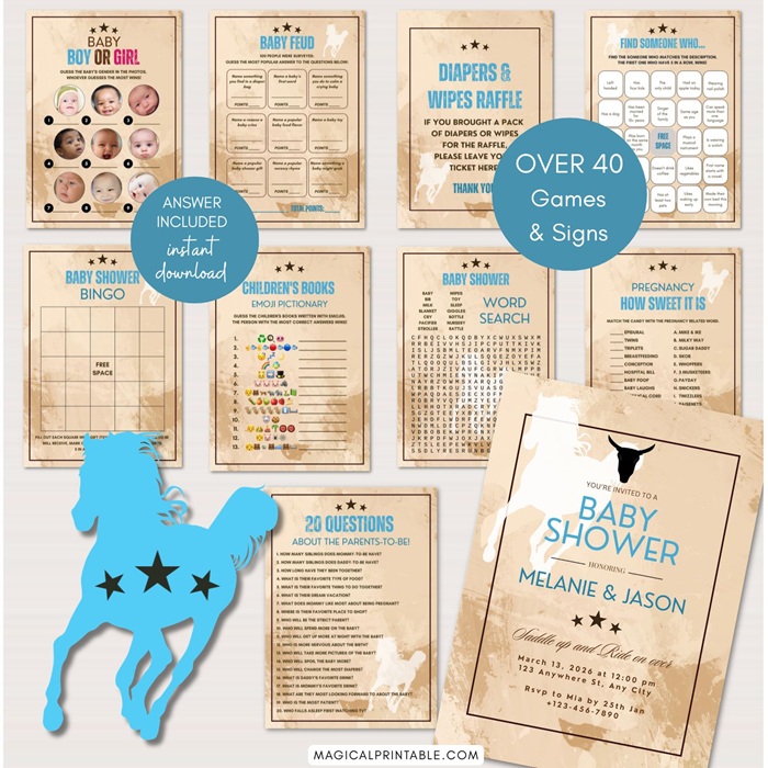 Boy cowboy wild west baby shower games