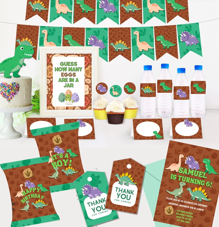free dinosaur party printable package