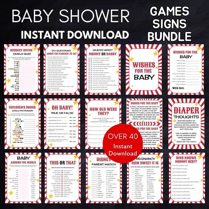 circus carnival baby shower games package