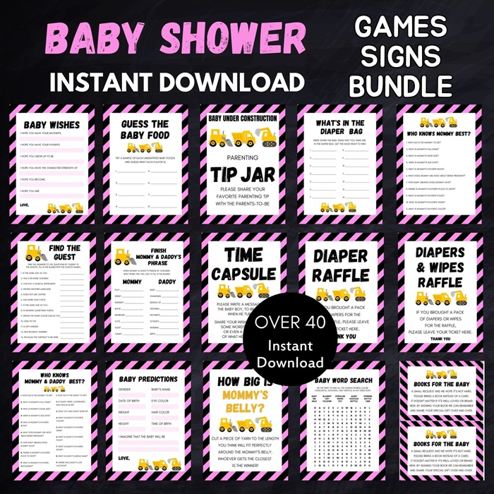 Pink Baby Under Construction Games 