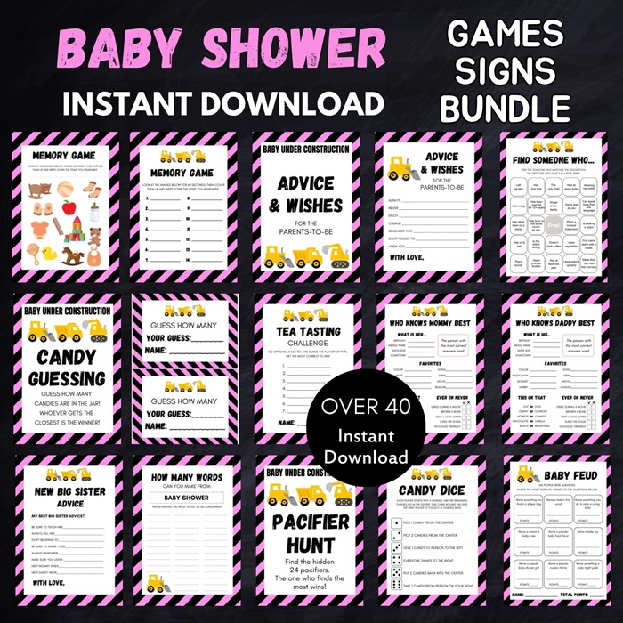 Pink Baby Under Construction Games 