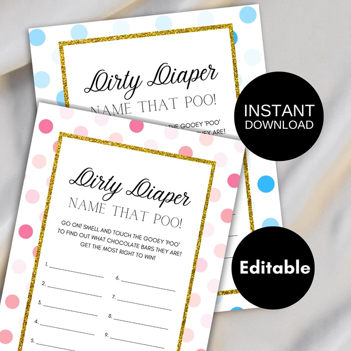 Dirty Diaper baby shower game