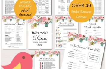 Love Birds Whimsical Bridal Shower Game Printables
