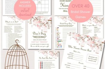 Pink birdcage Bridal Shower Game Printables Pack