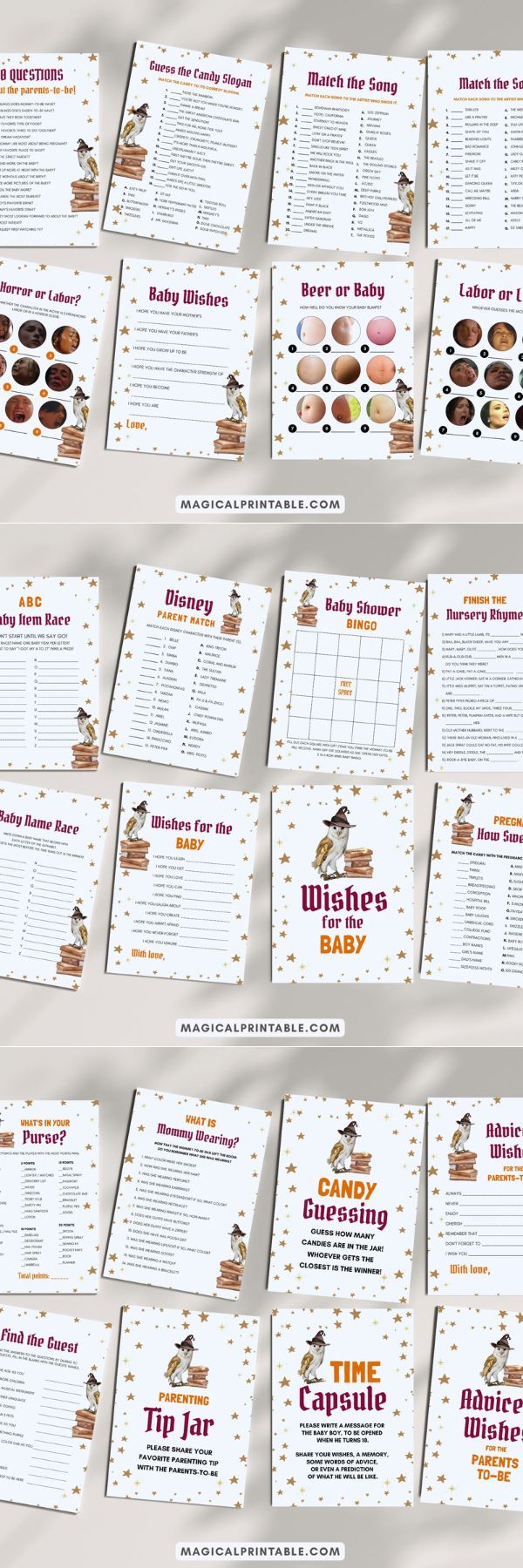 Wizard baby shower games bundle - harry potter