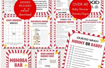 circus carnival baby shower games package