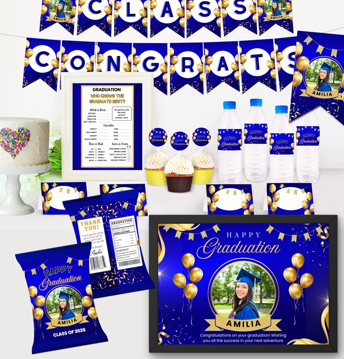 editable on canva graduation party printables