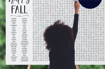 happy fall season word search printable