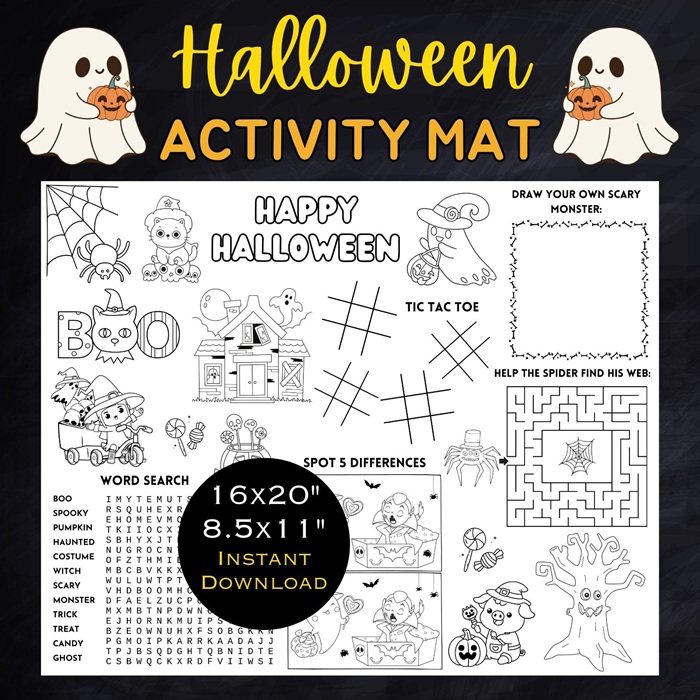 printable halloween activity mat
