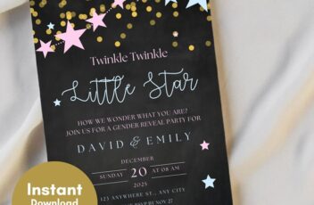 twinkle twinkle little stars invitation canva template