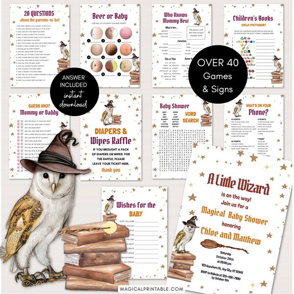 wizard baby shower games printable - harry potter theme