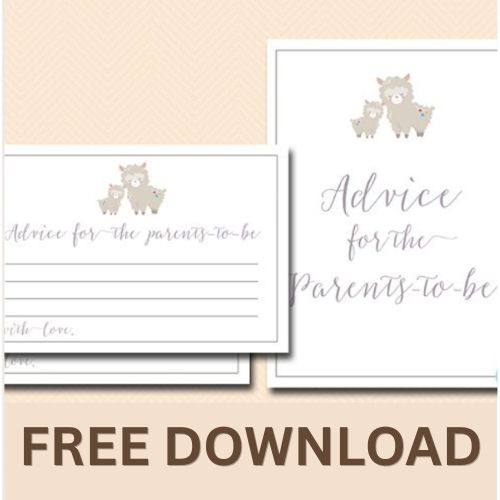 FREE Llama Baby Shower Advice for Parents Card