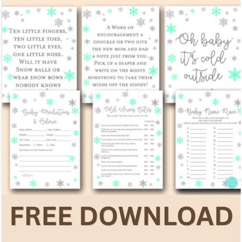 FREE Silver Mint Snowflake Baby Shower Game
