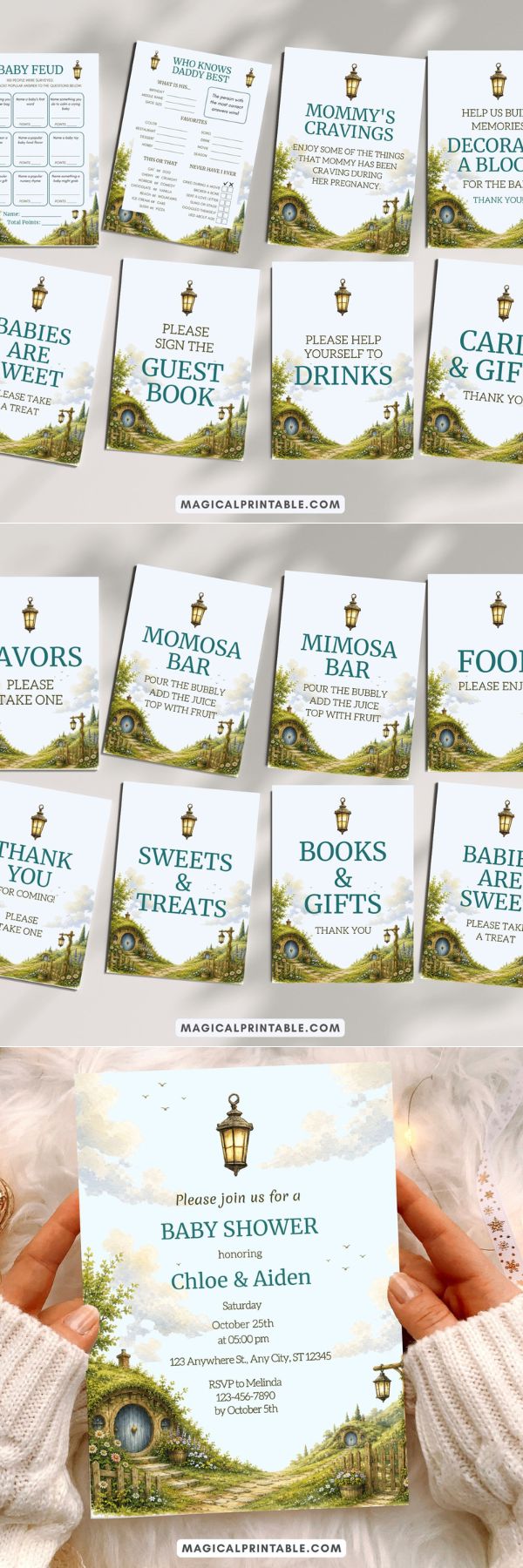 Hobbit baby shower games bundle 