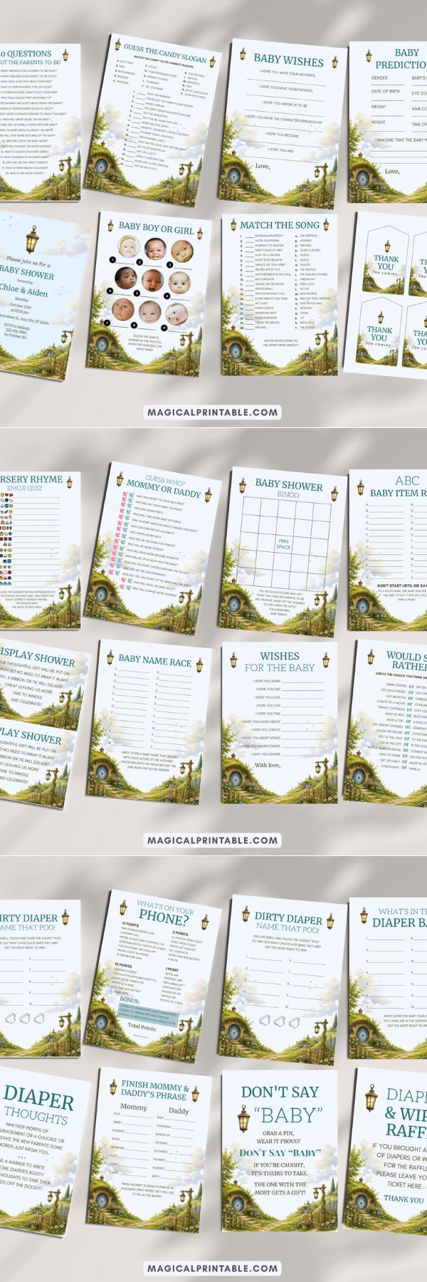 Hobbit baby shower games bundle 