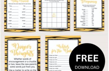 Free Tiger Baby Shower Game Package