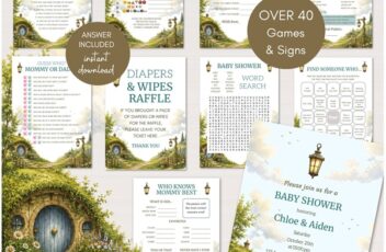 Hobbit baby shower games bundle