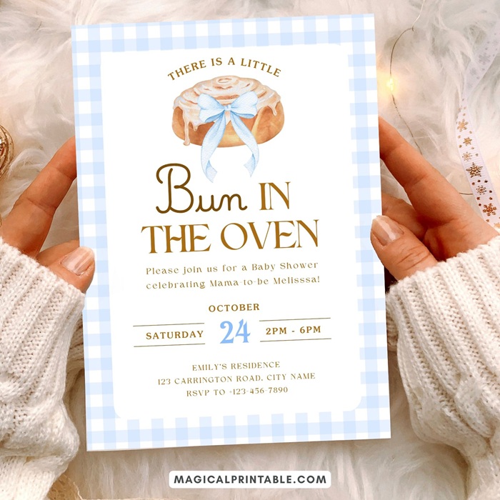 blue little bun in the oven baby shower 